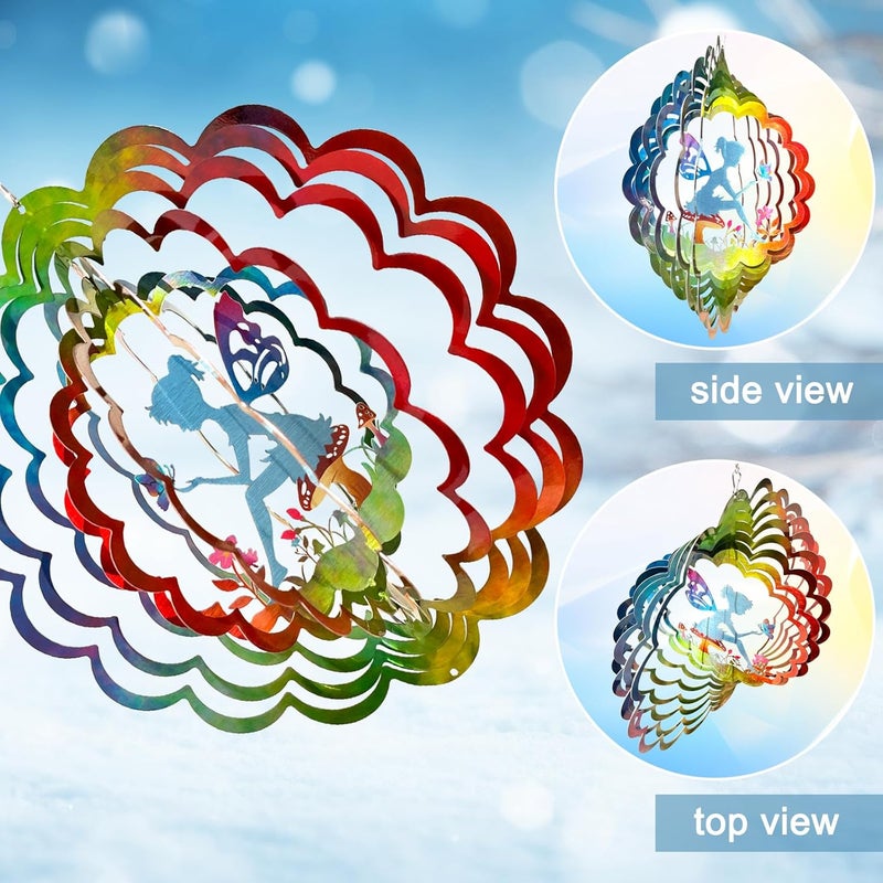 Eiryhope Fairy Wind Spinner - Kinetic Hanging Wind Sculpture | 12-Inch 3D Windcatcher for Garden, Metal Art Yard Decor, Outdoor Ornament & Lovely Gifts for Mother, Wife, Daughter, Girls & Women - Image 3
